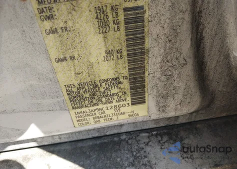 2017 Nissan Altima 2.5 Sr from USA, damaged, VIN 1N4AL3AP9HC128603